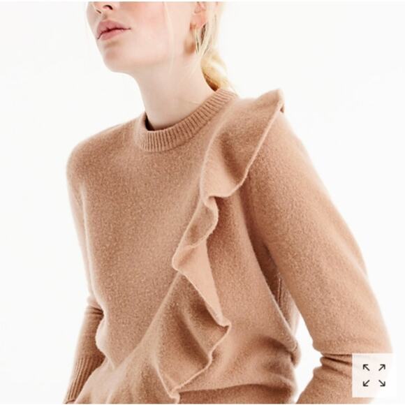 J Crew Womens XSmall Light Pink Ruffle Crewneck Sweater Boiled Merino Wool XS - Picture 12 of 12